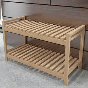 Beysahome Ahşap Çubuklu 2 Katlı Masif Ayakkabılık Raf, Ahşap Ayakkabılık