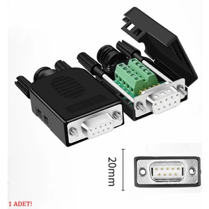 Kutulu Db9 Dişi Konnektör 9 Pin D-Sub Seri Port Terminal Adaptör RS232 RS485