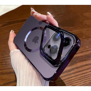 iPhone 14 Pro (6.1) Kılıf Standlı Kamera Koruma Çerçeveli Magsafe Şarj Arkası Sararmaz Sert Şeffaf