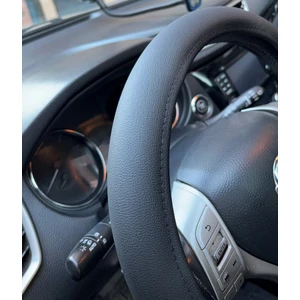 Geçmeli Direksiyon Kılıfı Düz Siyah Deri 38-40CM Direksiyon Kılıf