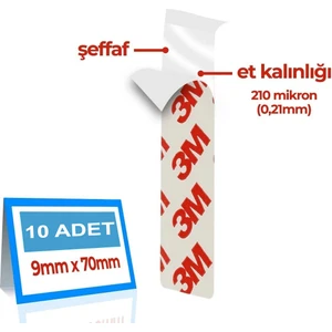 3m Hazır Kesim Şeffaf Çok Güçlü Bant 9MMX70MM (10'li)