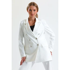 Içi Astarlı  Hürrem Kumaş Oversize Blazer Ceket | CKT34236 Ekru