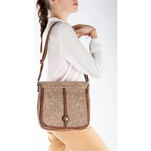 Cilt 2 Bölmeli Kapaklı Fermuarlı Vizon Taba Kadın Omuz Çantası