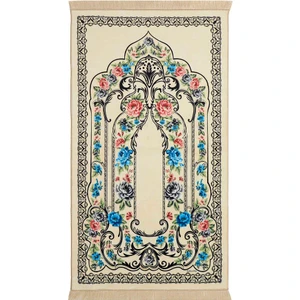 Bursa İpek Krem Bambu Halı Seccade