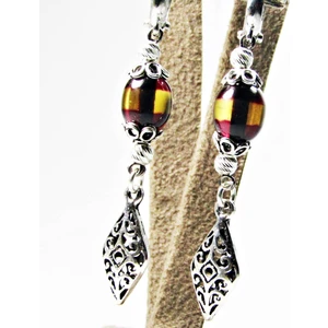 Lilah Gümüş Tr 925 Ayar Gümüş Sürmeli Kehribar Sallantılı Kadın Küpe