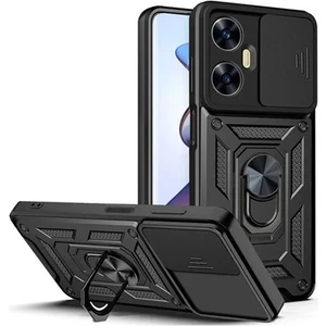 Realme C55 Kılıf Yüzüklü Sürgülü Kamera Korumalı Pars + Ekran Koruyucu