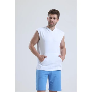 Beyaz Kolsuz Kapüşonlu Tişört