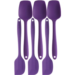 Silikon Kaşık Spatula Seti Yanmaz Yapışmaz Çizmez Mor 6'lı
