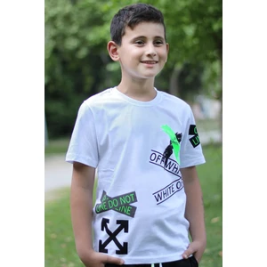X Baskılı %100 Pamuk Erkek Çocuk T-shirt 9-16 Yaş