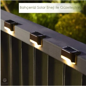 Solar Güneş Enerjili Şarj Edilen Köşebent Merdiven Veranda Bahçe LED Lamba Siyah (1-Adet)