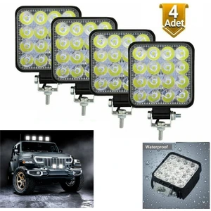 Off Road 16 LED 4 Adet  Iş Makinesi Kamyon Traktör Projektör Çalışma ve Sis Lambası 48 Watt
