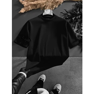 Abluka Online Long Fit Dokulu Basic T-Shirt Siyah
