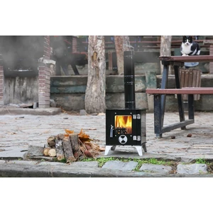 Tekarasta Tiny  Emaye Kamp Sobası ve Karavan Sobası (Isıya Dayanıklı Cam-Boruçap: 8mm)