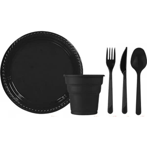 Siyah Plastik Sofra Seti 25 Kişilik