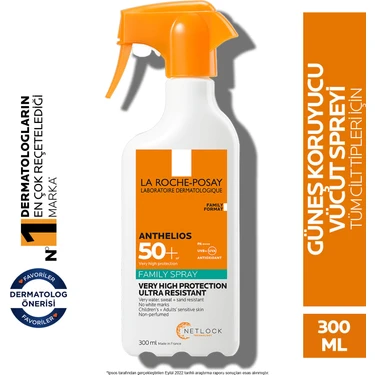 La Roche-Posay Anthelios Family Vücut Güneş Spreyi SPF 50+ Tüm Cilt Tipleri İçin Hassas