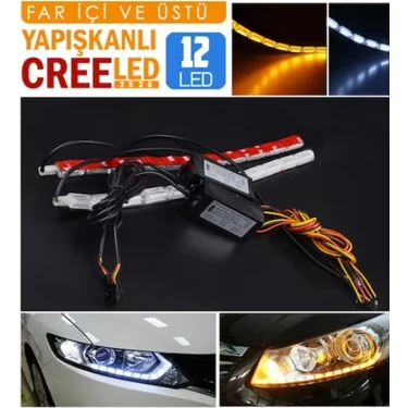 C9 Far Içi Far Üstü Su Geçirmez Kayar LED Sinyalli 12 LED