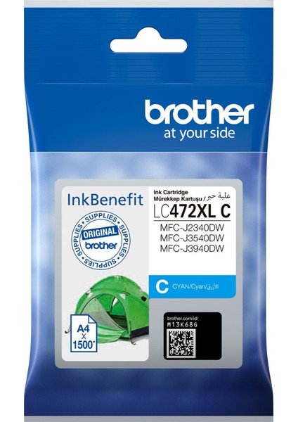 Brother LC472XLC 1500 Sayfa Yuksek Kapasite Mavi Kartuş
