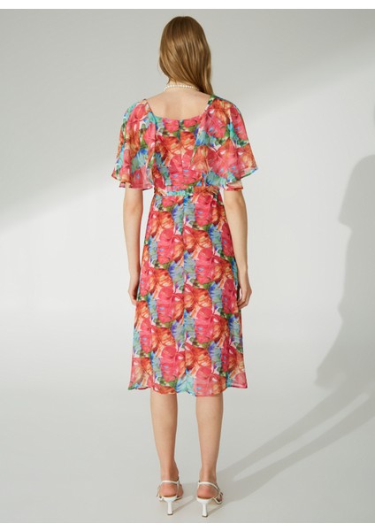 Bisiklet Yaka Emprime Pembe Standart Kadın Elbise 23YSL7268 fiyatları