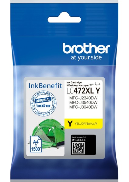 Brother LC472XLY 1500 Sayfa Yuksek Kapasite Sarı Kartuş