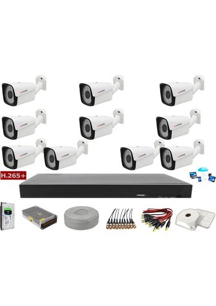 10'lu 2mp Ahd Güvenlik Kamerası Full Paket Sistem
