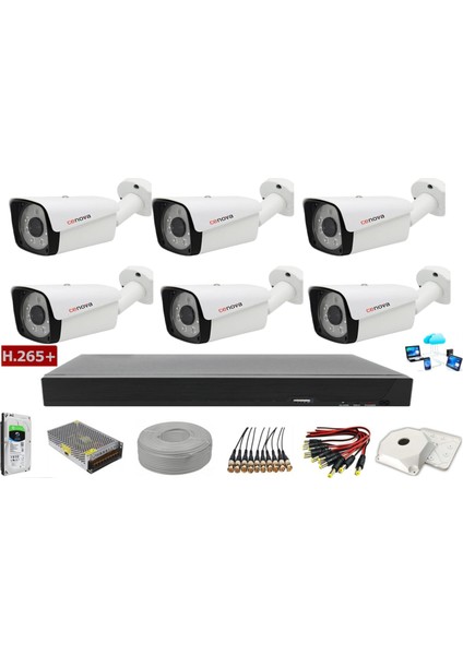 6 Kameralı 2mp 1080P Dış Mekan Güvenlik Sistemleri