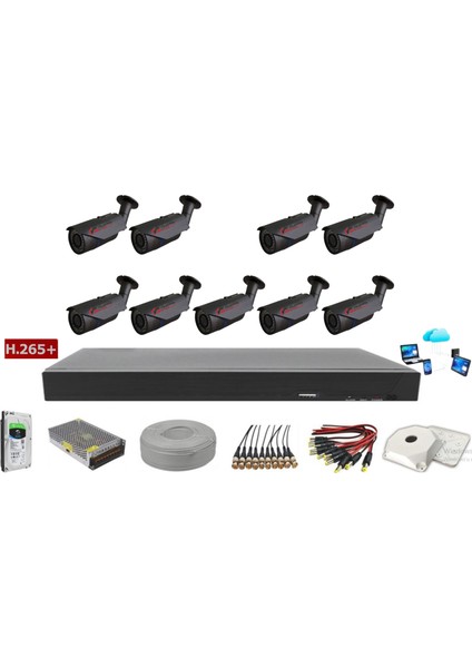 9'lu 5mp Lens Ahd Full Paket Güvenlik Kamerası