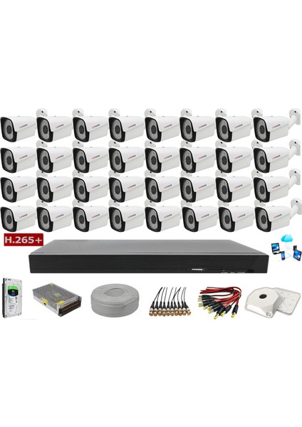 32'li 2mp Ahd Full Set+Harddisk Güvenlik Kamerası