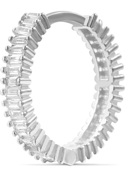 Gaye Large Küpe 1 Mikron Rodyum Kaplama (925 Ayar Gümüş Üzerine) Zirkonyum