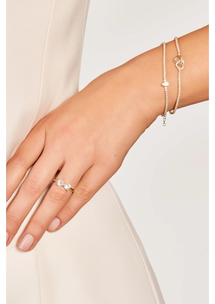 Hazan Yüzük 1 Mikron 18 Ayar Altın Kaplama (925 Ayar Gümüş Üzerine), Zirkonyum indirimleri