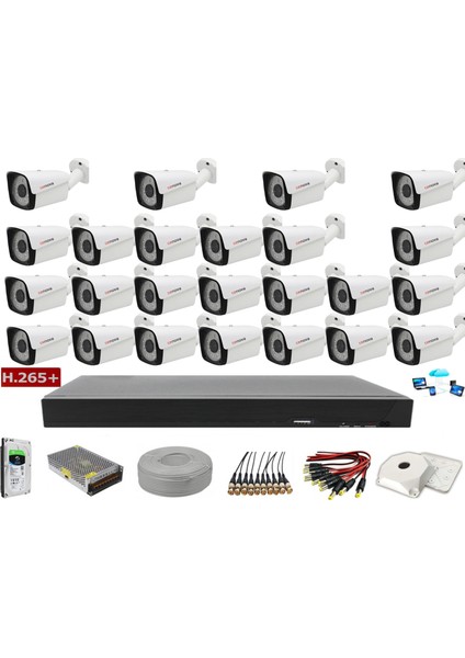24'lü 2mp Ahd Full Set+Harddisk Güvenlik Kamerası