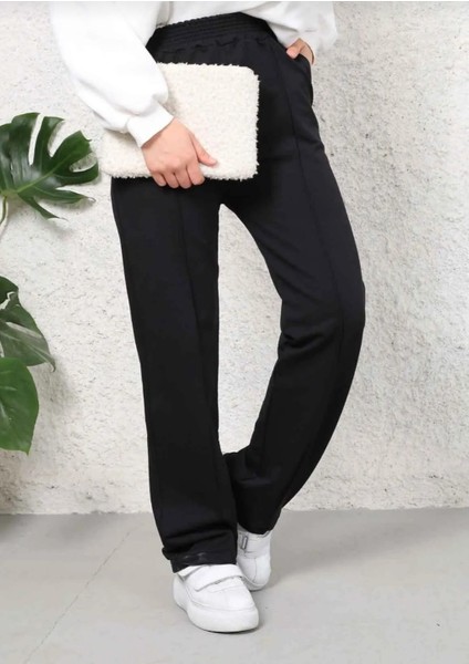 Kadın Siyah Çimalı Bol Paça Eşofman Altı fiyatları