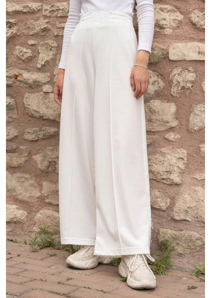 Kadın Beyaz Çimalı Bol Paça Eşofman Altı fiyatları