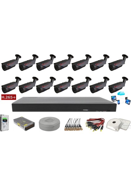 14'lü 5mp Lens Ahd Full Paket Güvenlik Kamerası