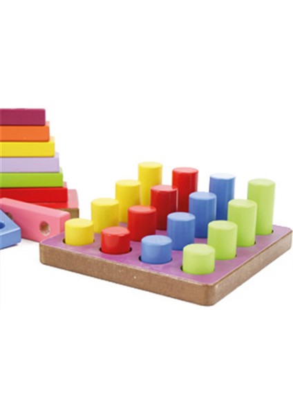 Renk ve Şekilleri Sıralamayı Öğreniyorum Ahşap Akıl ve Zeka Oyunları (Geometrik Şekiller Daktilo, Daktilo, Renkli Prizma)