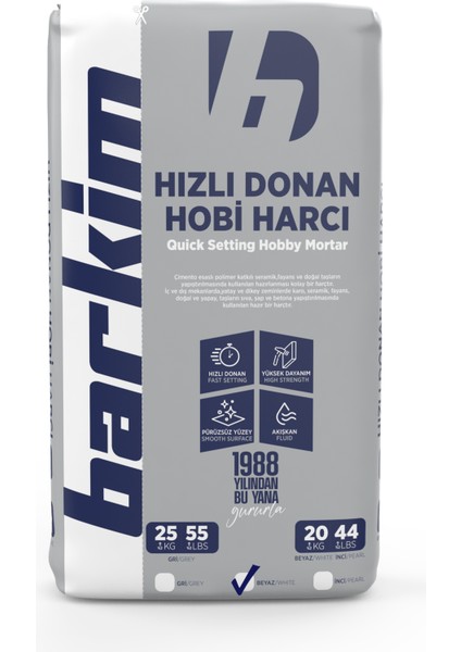 Hızlı Donan Beyaz Dekoratif Hobi Harcı Inci Beyaz 2440 20 kg