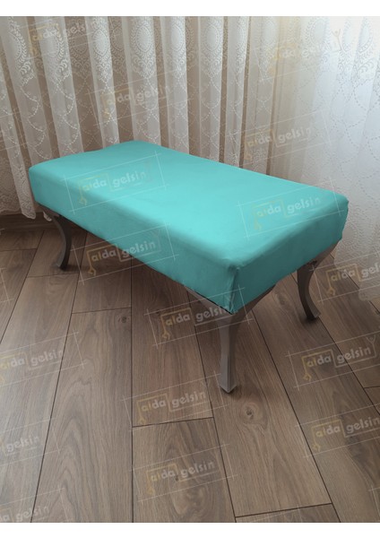 100 cm Düz Ayak Ucu Kapı Önü Antre Bench Puf Gümüş Ayak