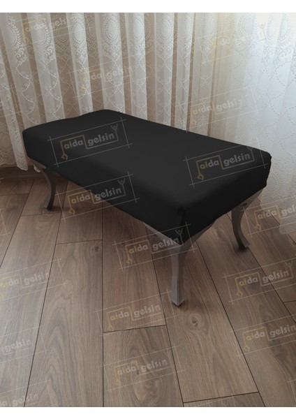 110 cm Düz Ayak Ucu Kapı Önü Antre Bench Puf Gümüş Ayak