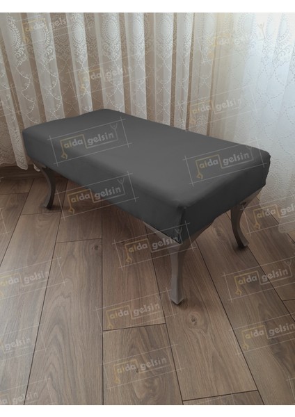110 cm Düz Ayak Ucu Kapı Önü Antre Bench Puf Gümüş Ayak