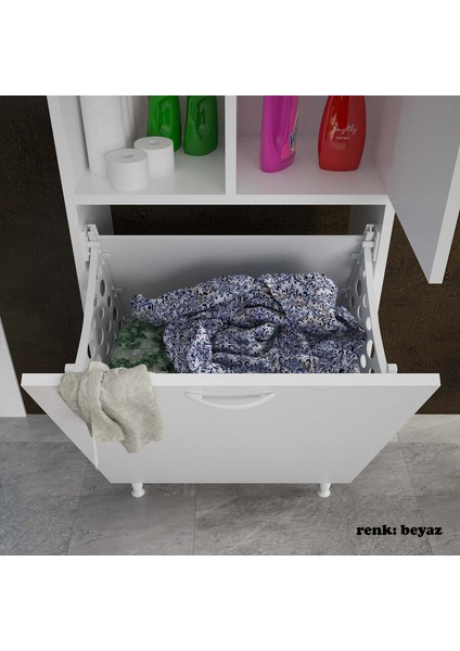 Tek Kapaklı Sepetli Banyo Dolabı