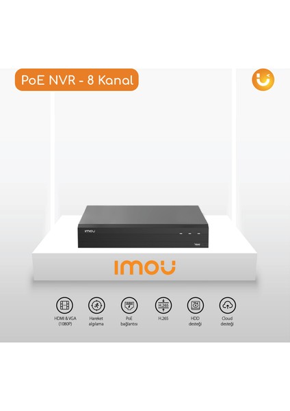 N18P 8 Kanal 8 Port Poe Nvr Kayıt Cihazı