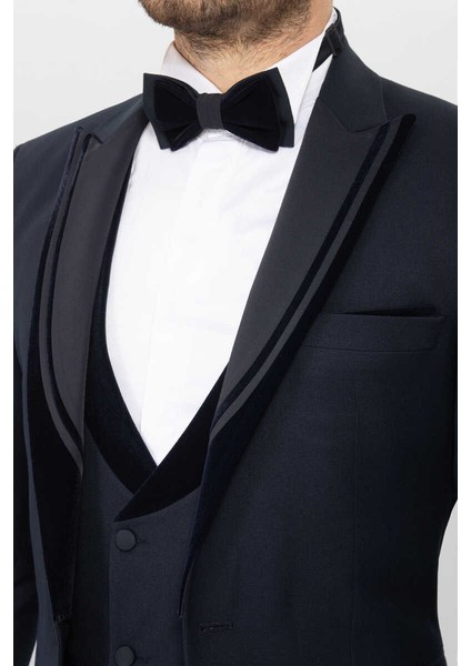 Slim Fit Bırdeye Damatlık Kombın Lacivert