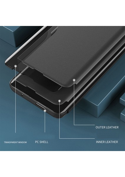 Xiaomi Poco X5 Pro 5g / Redmi Note 12 Pro Hız 5g / 12 Pro 5g Pu Deri Yan Görünüm Pencere Telefon Kılıfı Şok Geçirmez Stand Kapağı (Yurt Dışından)
