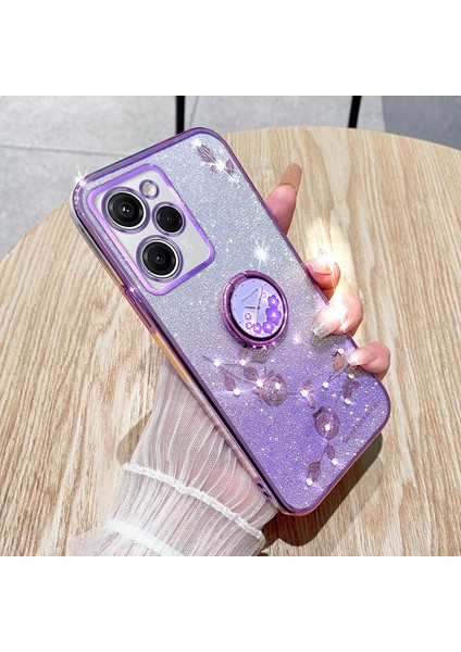 Xiaomi Poco X5 Pro 5g / Note 12 Pro Hız 5g Şok Geçirmez Kasa Rhinestone Çiçek Kickstand Tpu Telefon Kapağı (Yurt Dışından)