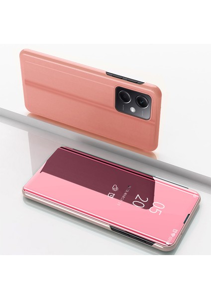 Xiaomi Poco X5 Pro 5g / Redmi Note 12 Pro Speed ​​5g / Not 12 Pro 5g Pencere Pu Deri Telefon Kılıfı Elektrokaplatma Ayna Yüzey Stand Kapağı (Yurt Dışından)