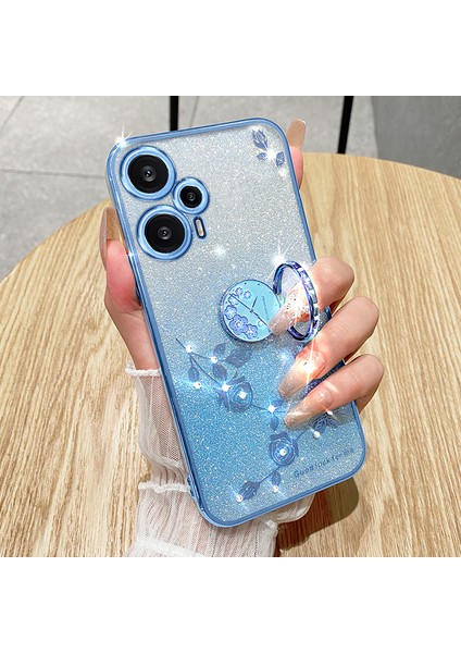 Xiaomi Redmi Note 12 Turbo / Poco F5 5g Glitter Graditent Rhinestone Çiçek Elektrapkülleme Telefon Kapağı Tpu Kickstand ile (Yurt Dışından) fiyatları