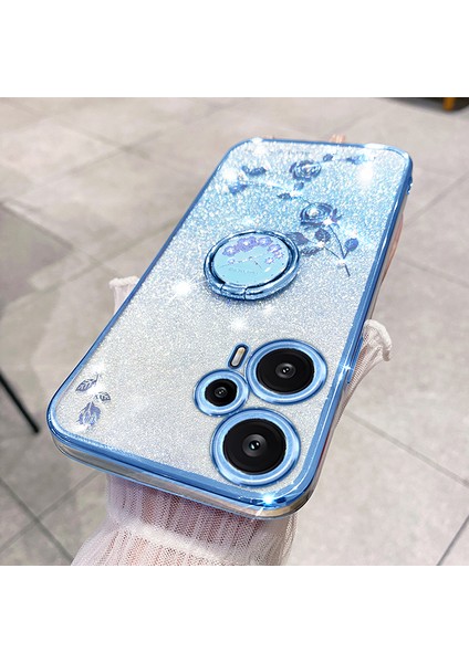 Xiaomi Redmi Note 12 Turbo / Poco F5 5g Glitter Graditent Rhinestone Çiçek Elektrapkülleme Telefon Kapağı Tpu Kickstand ile (Yurt Dışından) fırsatları