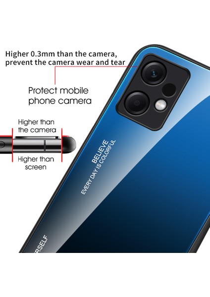 Xiaomi Redmi Note 12 4g Gradyan Renkli Telefon Geri Kılıf Temiz Cam + Pc + Tpu Şok Geçirmez Koruyucu Kapak (Yurt Dışından)