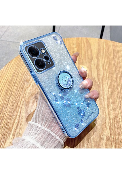 Xiaomi Redmi Note 12 4g Kickstand Case Glitter Gradient Rhinestone Çiçek Telefon Kapağı Tpu Elektrokaplama Kılıfı (Yurt Dışından)