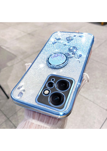 Xiaomi Redmi Note 12 4g Kickstand Case Glitter Gradient Rhinestone Çiçek Telefon Kapağı Tpu Elektrokaplama Kılıfı (Yurt Dışından)