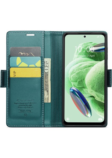 Xiaomi Redmi Not 12 5g (Global) / Poco X5 5g Litchi Doku Rfıd Engelleme Cüzdan Deri Deri Stand Telefon Kapağı (Yurt Dışından)